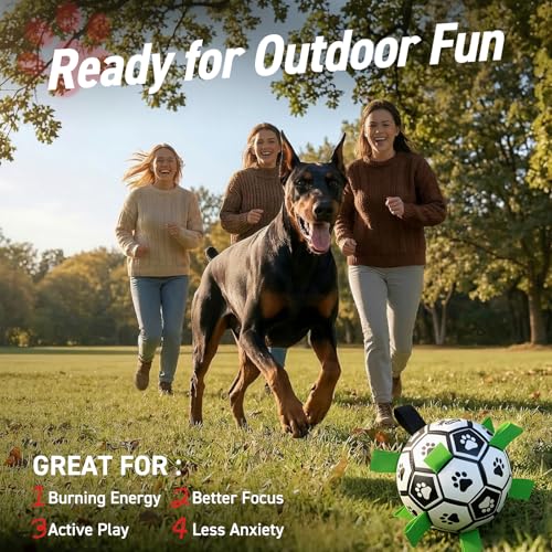 10 Inch Gaint Dog Soccer Ball with Straps (Black Green / 10 Inch)