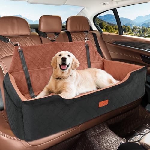 Large Dog Car Seat Under 100 lbs (Black/Brown)