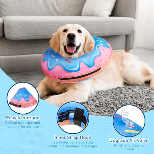Dog Donut Collar Alternative After Surgery for Large Medium Dogs (Pink Donut / L(Neck 16"-18"))