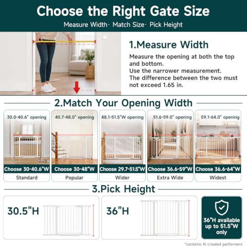 30 48 in Baby Gate for Stairs (White / 30-48"W x 30.5"H)
