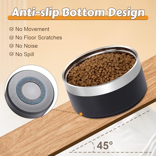 27oz Elevated Stainless Steel Dog Bowls Non (Black)