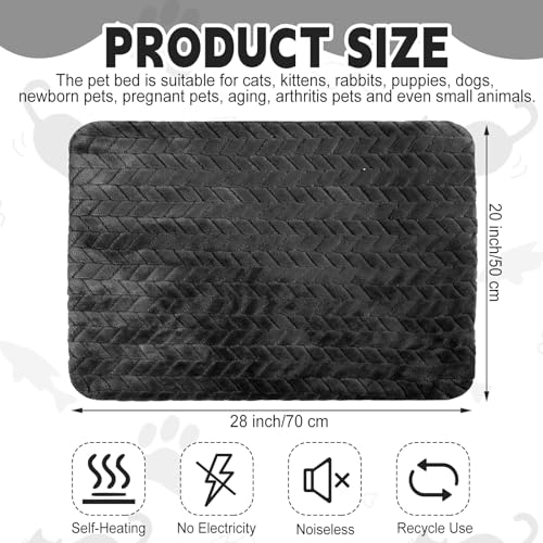 4 Pack Self Warming Cat Bed Mat Self Heating Pad for Dog Extra Warm Winter Pet Pad Washable Thermal Pads Mats for Pets Indoor Outdoor (Black / 20 x 28 Inch)