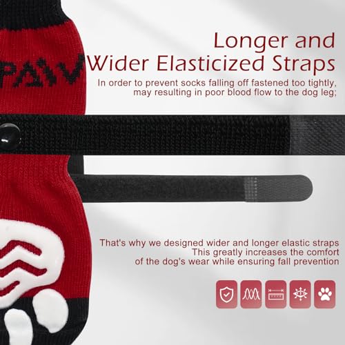 6PCS Anti Slip Dog Socks to Prevent Licking Paws (Large (6 Count) / Red)