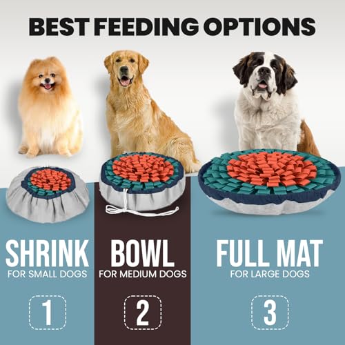 Snuffle Mat Dog Puzzle Toy Slow Feeder for Training & Enrichment (Orange Teal)
