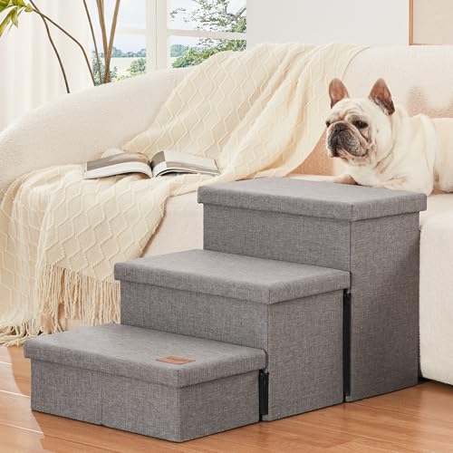 Dog Stairs for High Bed (Solid Grey / 29.5" X 17" X 17.7" H)