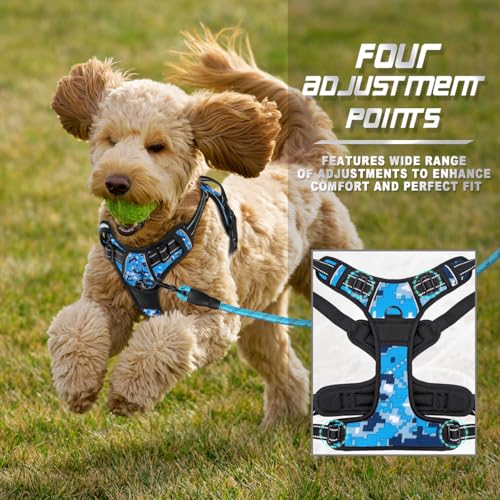 Dog Harness No Pull for Small Sized Dog Front Back Clips (X-Small(Chest:15.5-19.5”) / Blue Camo)