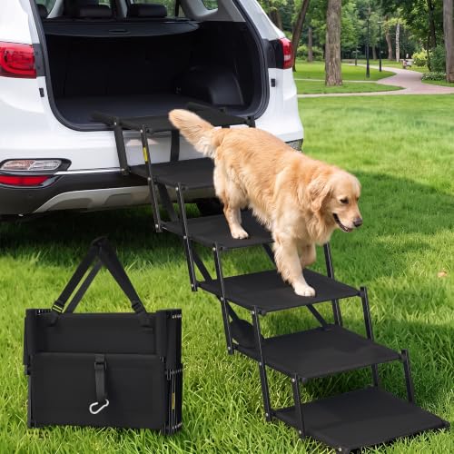 Foldable Dog Steps for Car Dog Stairs for Large Dogs Ramp 5 Steps