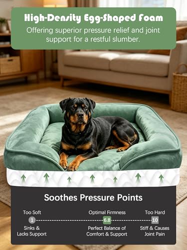 Orthopedic Dog Bed with Sides (42.0"L x 32.0"W x 6.5"Th / Green)