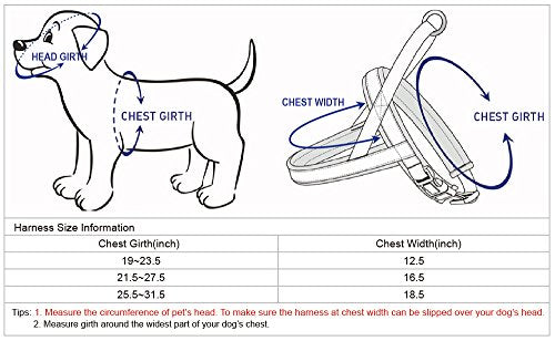 4 Colors Soft & Comfy 3M Reflective Jacquard Padded Dog Harness (Medium(21.5" - 27.5") Chest Girth / Palace Blue)