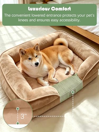 Orthopedic Dog Bed with Sides (28.0"L x 23.0"W x 6.5"Th / Brown)