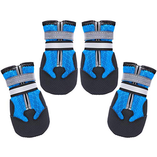 Breathable Dog Boots for Medium Large Dogs (Blue / L (Insole Width 2.6")for 44~66lb)
