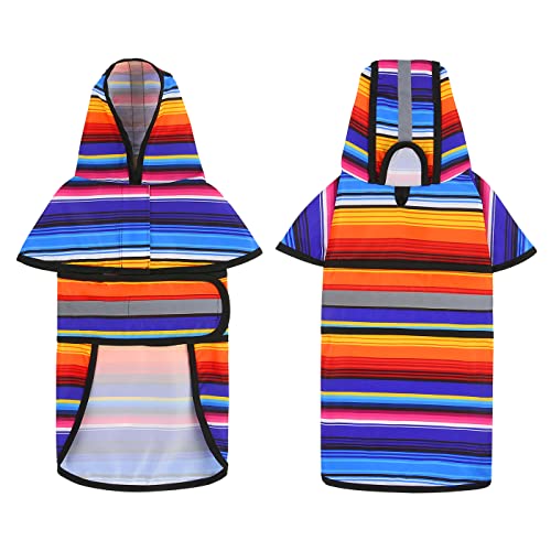 Dog Raincoat with Hood & Leash Hole S (X-Large / Baja Stripes)