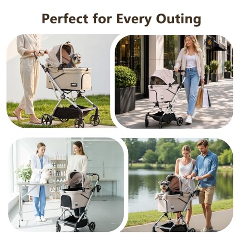 Beberoad Dog T4 Max Stroller for Small Medium Pets One (T4 Max Beige)