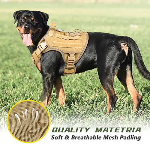 Tactical Dog Harness for Medium Dogs (Khaqi / Medium: 30-50 lbs (Chest:24-28",Neck:17-19"))