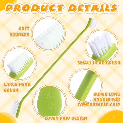 15 Pcs Dog Toothbrush Dual Headed Dental Brushes Puppy Tooth Brushing Kit Long Handle Toothbrush for Large and Small Dogs Cats Most Pets Teeth Cleaning Oral Care Supplies (Colorful)