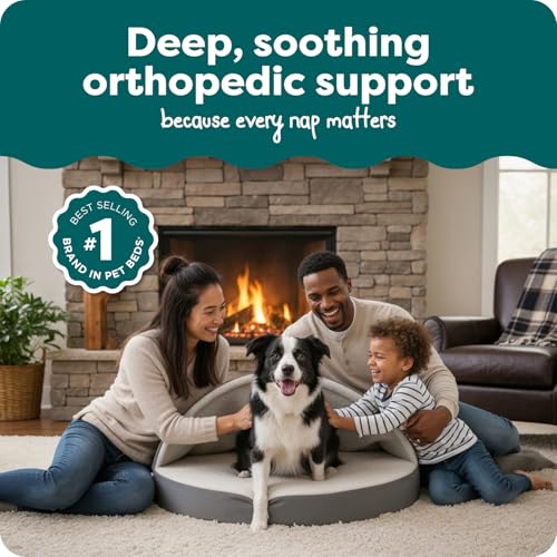 Round Orthopedic Dog Bed for Large Dogs (Gray / Large)
