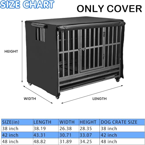 38 inch Heavy Duty Dog Crate Covers Durable 600D Polyester (Fit 38 inch Crate(38.19L x 26.38W x 28.35H inch))