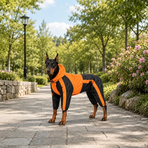 American Bully Pitbull Dog Hooded Raincoat (B-S (for Bulldog/Beefy dog) / Orange)