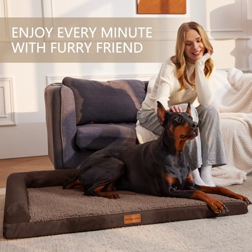Orthopedic Large Dog Bed Washable Pet Sofa Bed 42''X28''Brown (Brown / 42"L x 28"W x 3.5"Th)