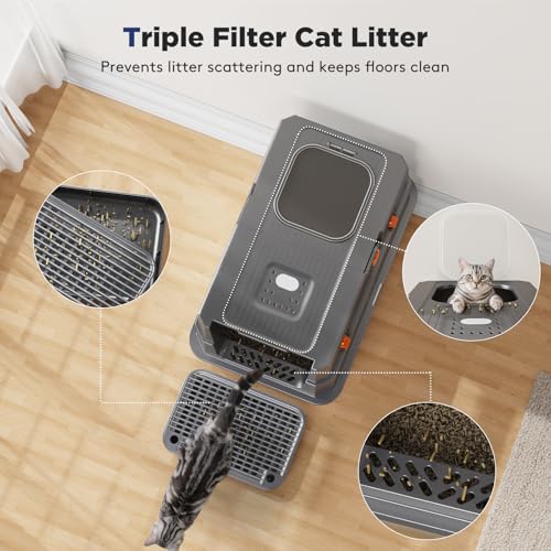 Stainless Steel Litter Box with Lid (X-large / Grey)