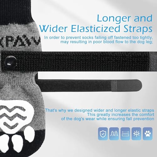 6PCS Anti Slip Dog Socks to Prevent Licking Paws (X-small (6 Count) / Black Grey)