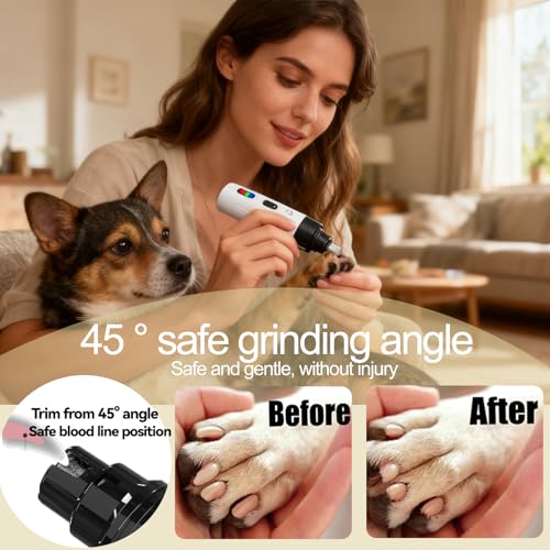 Silent Pet Nail Grinder for Dogs & Cats (White)