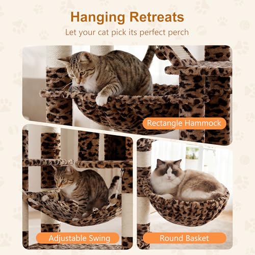 Cat Tree, 71-Inch-Tall Tower for Indoor Cats with 2 Perches HCT034BW (Leopard Print / 71 inch)