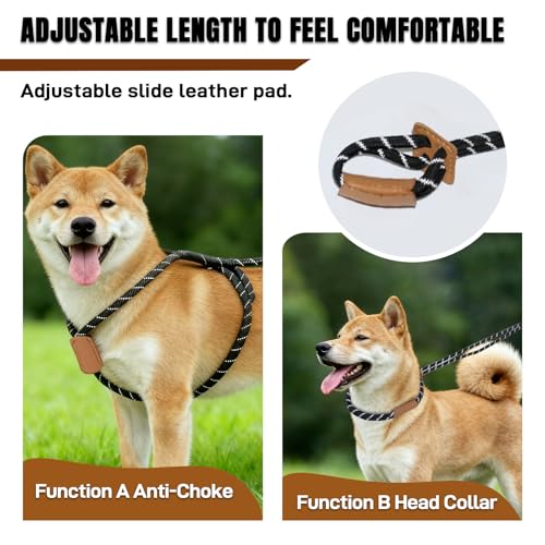 No Pull Dog Slip Lead Leash & Collar Harness 3 (Black)