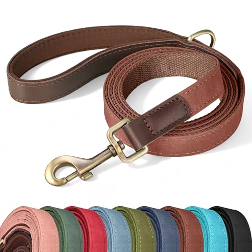PU Leather Dog Leash for Medium Dogs (Reddish Brown / 3/4''x 5FT)