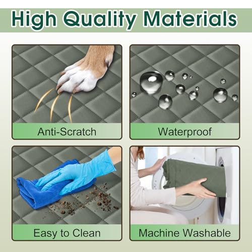 Waterproof Dog Car Seat Cover for Back Seat (Grayish Green / Small,Standard)