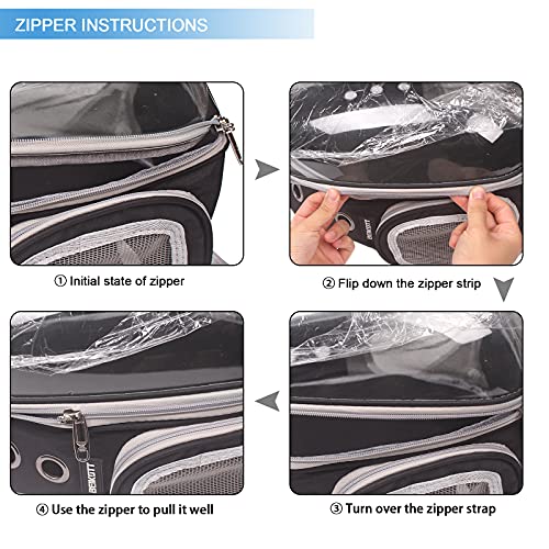 Cat Backpack Carrier Breathable Pet Travel Bag for Cats Dogs Bunny (BLACK / 13.9"L x 9.8"W x 16.5"H)