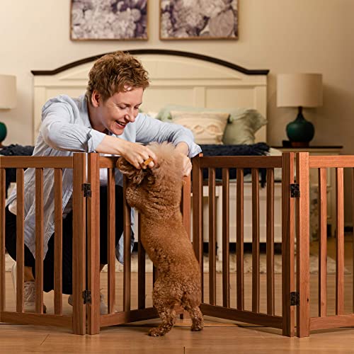 Wooden Free Standing Dog Gate 80" W x 24" H (Brown Oak / 80"W x 24"H)