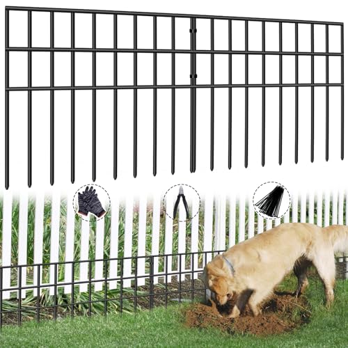 10 Panels Animal Barrier Fence (Black / 10 Panels, 14ft(L) x 13in(H))
