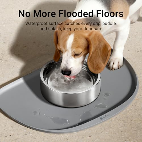 Dog Food Mat Silicone Waterproof Feeding Mat (24"L x 17"W / Gray)