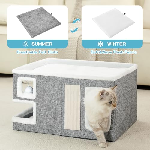 Large Cat Houses for Indoor Cats (Grey / X-Large)