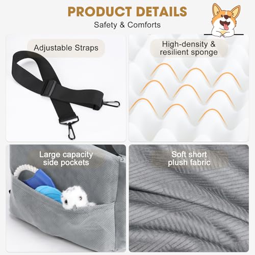 Dog Car Seats for Small Medium Dogs Under 35lbs (Light Grey / Small/Medium)