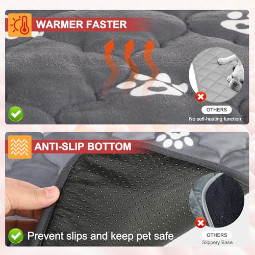 Self Warming Cat Mat (Grey_Paw / 28.0"L x 19.0"W x 0.2"Th)