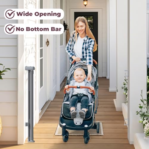 Retractable Baby Gate for Stairs & Doorways (Gray / 34" Tall x 55" Wide)