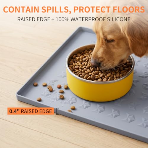 Silicone Pet Feeding Mat (Gray / 22"L x 14"W)