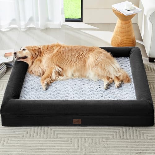 XXL Extra Large Orthopedic for Senior Dog BedComfy Sleeping (Black / XX-L (45x35x7in))