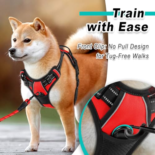 Dog Harness for Large Dog No Pull 2 Leash Clips Dog Vest (X-Large / Red)