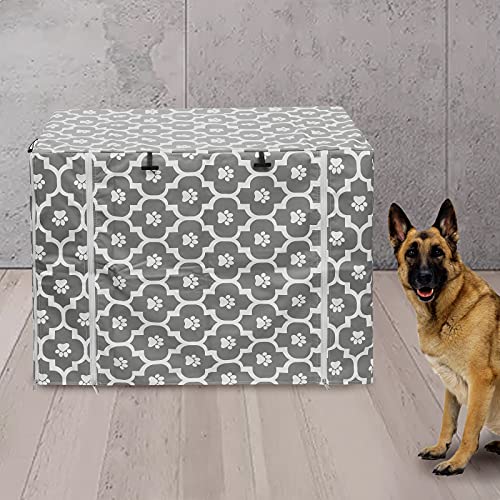 Dog Crate Cover Durable Polyester Pet Kennel Cover Universal Fit for Wire Dog Crate (30.0"L x 19.7"W x 21.0"H / Gray Soles)