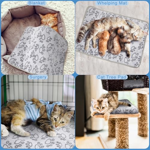 2 Pcs Large Self Warming Cat Pad Self Heating Cat Mat Bed Dog Crate Pet Blankets Thermal Heated Bed Mat for Outdoor Indoor Newborn Kittens Puppies Dog (24 x 18)