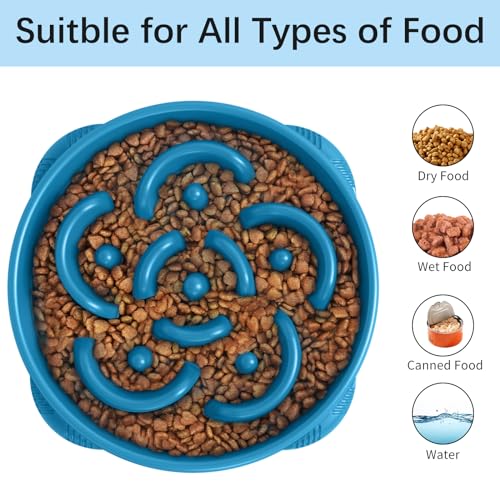 1 Pack Slow Feeder Dog Bowls (G-DarkBlue / Large)