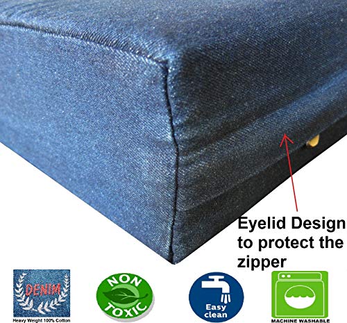 Memory Foam Dog Bed for Extra Large Dogs (JUMBO 55" Length X 47" Width / Denim in Navy Blue)