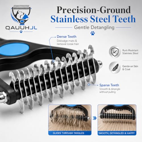 Pet Pro Tool Grooming Dog Deshedding Undercoat Rake Dual