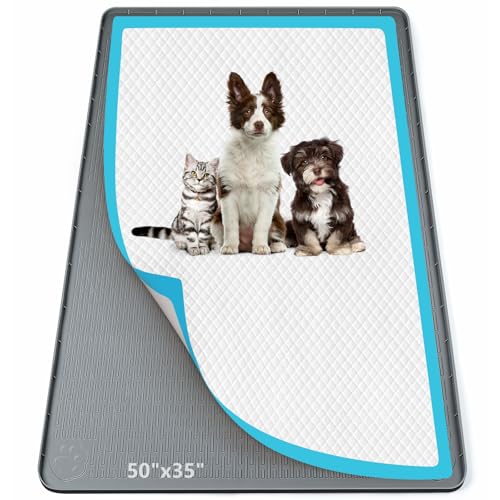 Pee Pad Holder for Dogs 50''x35'' Silicone Puppy Pee Pad Tray (Dark Grey)