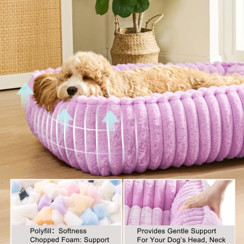 Orthopedic Large Dog Bed Calming Pet Sofa Bed 36''x28'' Lilac (Lilac / 36"L x 28"W x 7"Th)