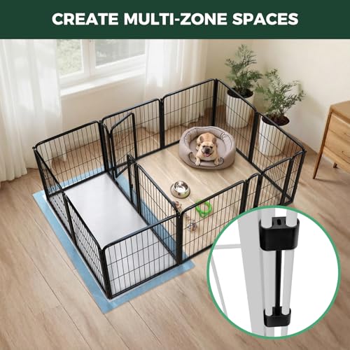 Homeplus Indoor Dog Playpen with Divider Connectors (Black / 24"H)