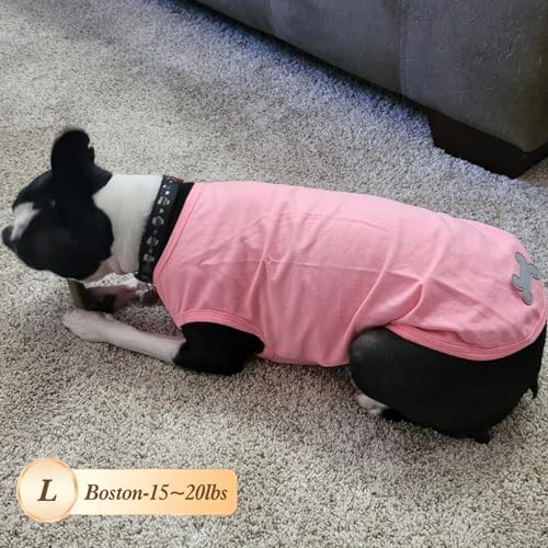 2Pack Cotton Dog Shirt for Small Dogs Soft Striped Tank Top (Large (13-19lbs) / 01# 2Pack (Pink+Striped))
